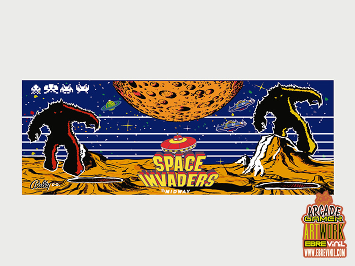 artes finales panel  de control bartop vinilo space invaders vinilo decorativo