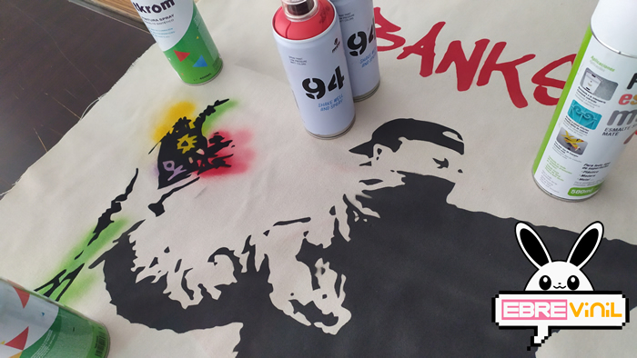 banksy máscara de vinilo sobre tela
