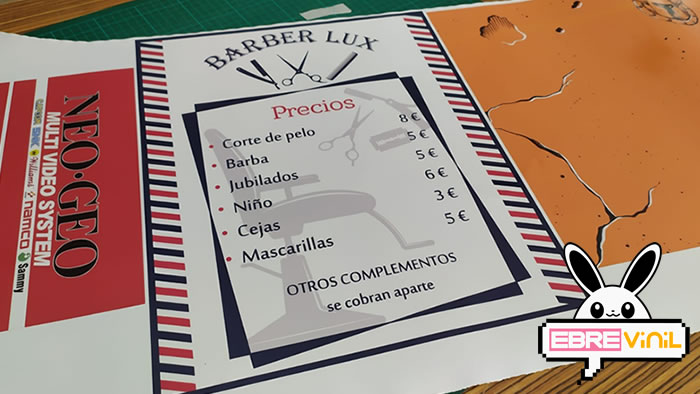 cartel adhesivo servicios barberías