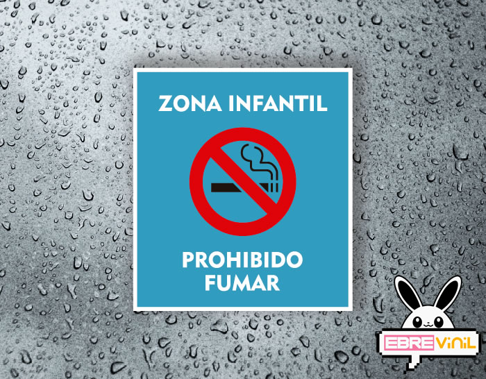 cartel Rótulo no fumar zona infantil