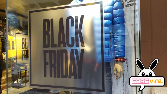 carteles, rótulos, vinilos cristales black friday