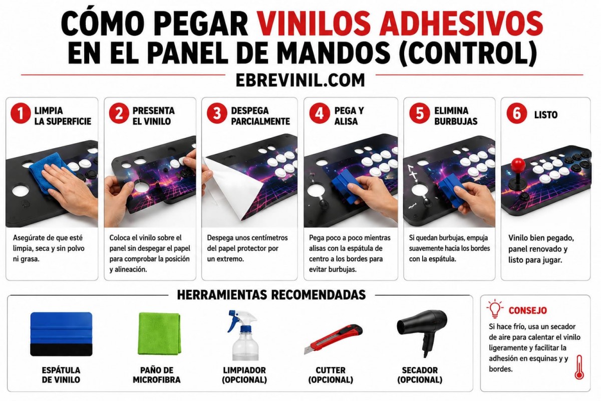 como pegar vinilos PANEL de mandos control muebles arcade