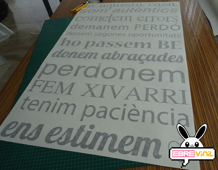 decoración de paredes con vinilos de texto en catalán