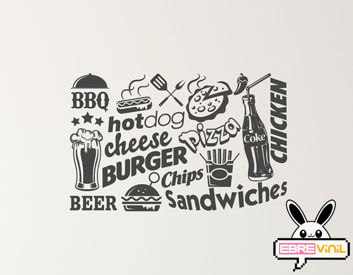 decoración vinilo hamburguesas bocatas bares