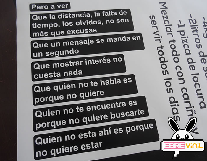 frases personalizadas en vinilo adhesivo