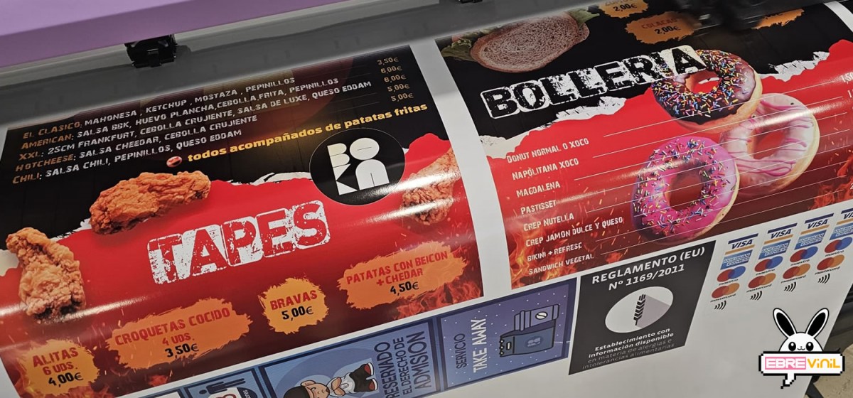 impresionn de cartas menu restaurantes vinilos