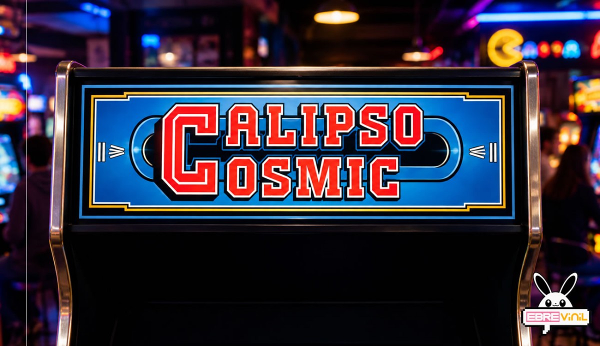 Gráfica adhesiva de la marquesina Calypso Cosmic para restauración de máquinas recreativas