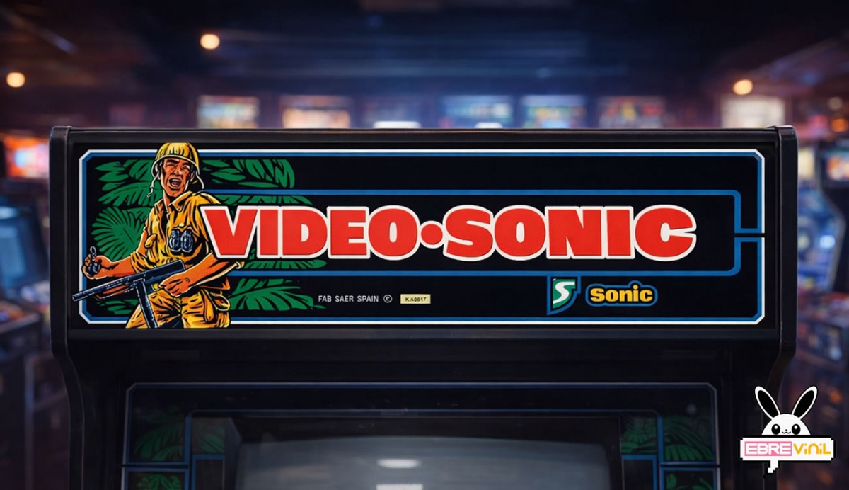 Marquesina adhesiva Comando para mueble arcade genérico Videosonic con diseño inspirado en el videojuego clásico