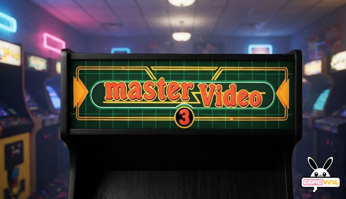 Detalle de vinilo impreso para marquesina arcade Master Video 3 con diferentes opciones de acabado y alta definición de colores