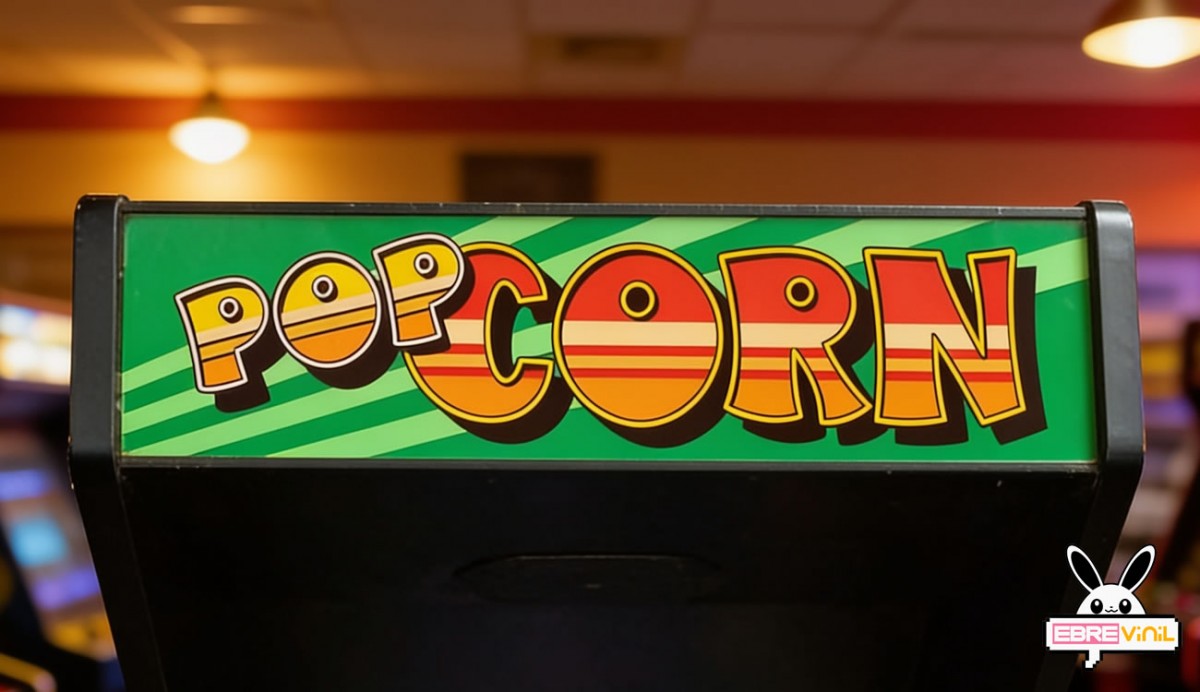 Resultado visual de marquesina retroiluminada en máquina de videojuegos Popcorn