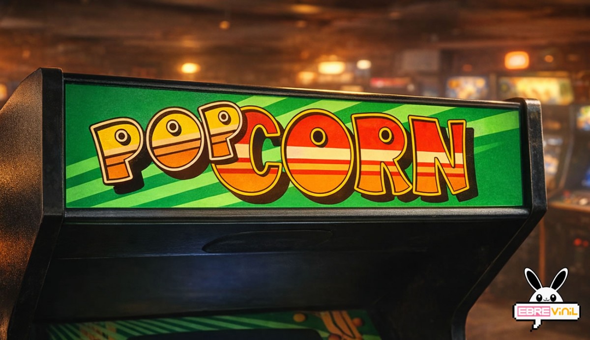 Aplicación de vinilo impreso sobre metacrilato de arcade clásico Popcorn