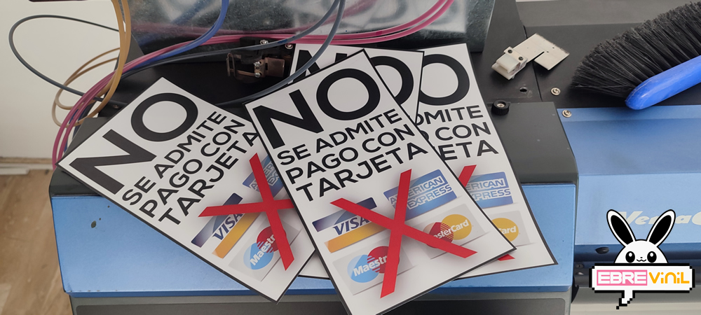 no se admiten pagos con tarjeta, carteles, pegatinas, adhesivos