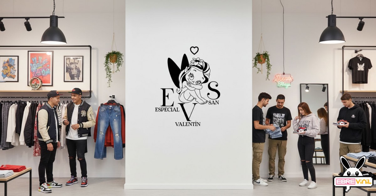Pegatina adhesiva decorativa con diseño romántico para tiendas y comercios en España