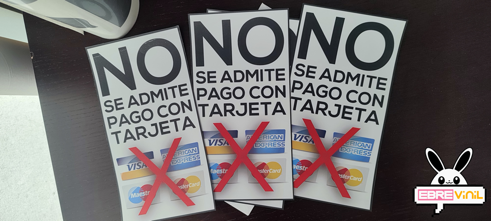 pegatinas no se admiten pagos con tarjeta