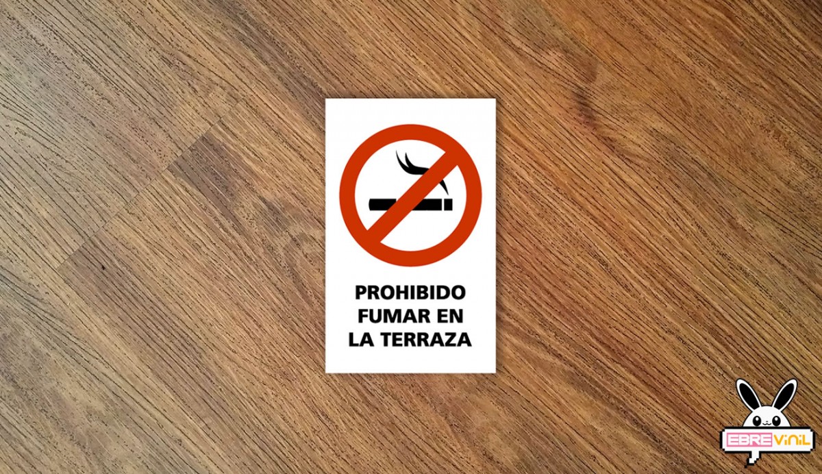 prohibido fumar terraza cartel adhesivo