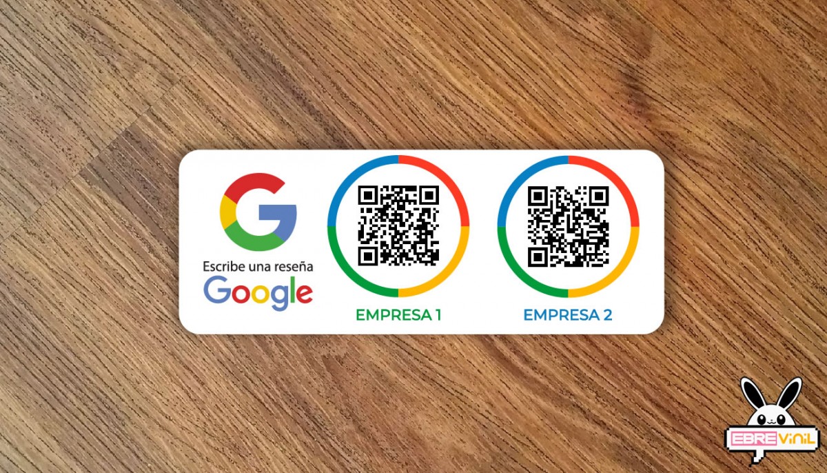 Vinilo adhesivo RESEÑA EN GOOGLE con dos CÓDIGOS QR - Pegatinas de opinión de Google