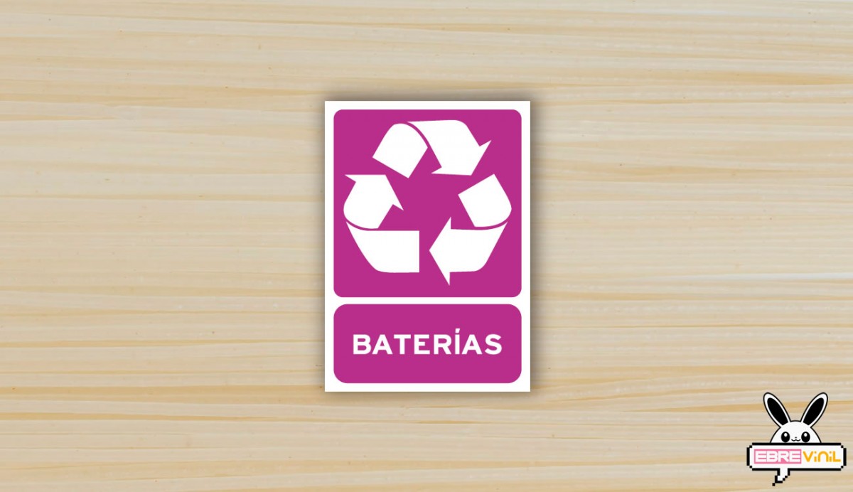 Etiqueta adhesiva de vinilo para reciclar pilas usadas
