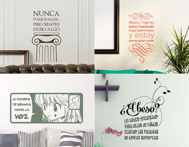 vinilos textos románticos para pared
