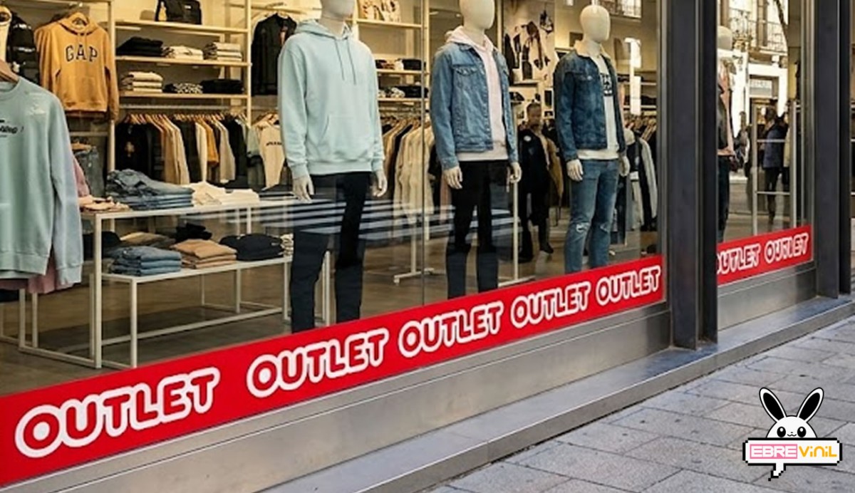 Tira vinilo OUTLET roja con texto blanco para escaparates comerciales