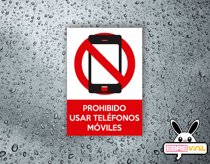 Etiqueta adhesiva de prohibido el uso de teléfonos móviles