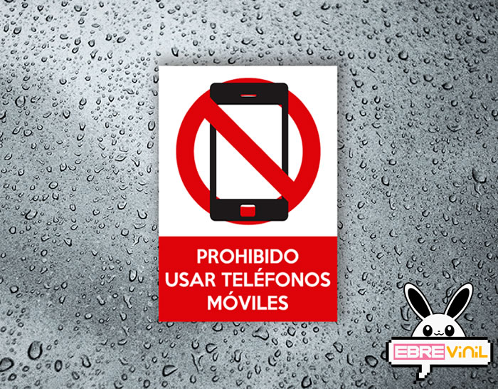 Etiqueta adhesiva de prohibido el uso de teléfonos móviles