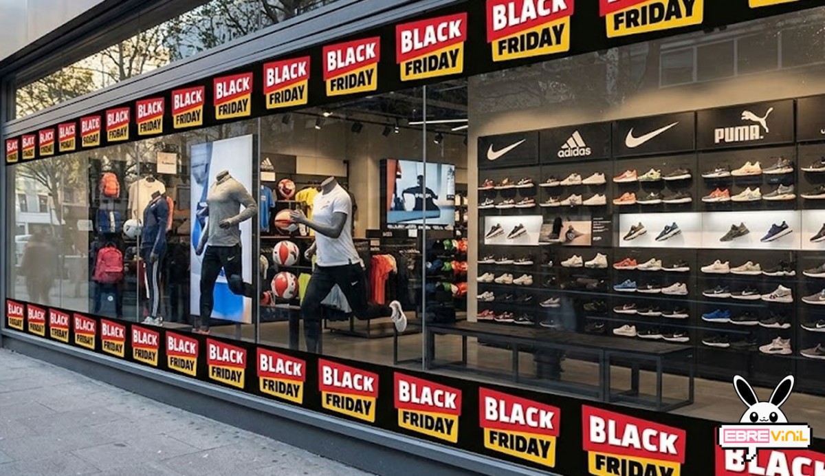 Vinilo adhesivo Black Friday tira repetitiva negro rojo amarillo