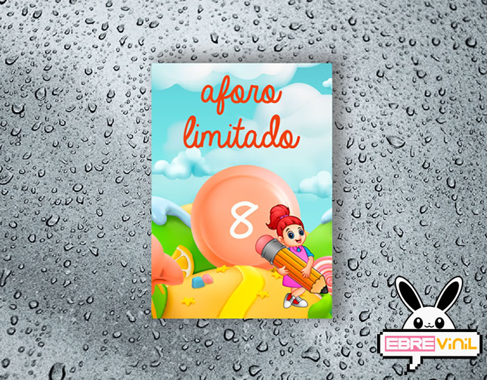 Vinilo adhesivo para la señalización de aforo máximo en lavabos de colegios y escuelas - LAVABO DE NIÑAS