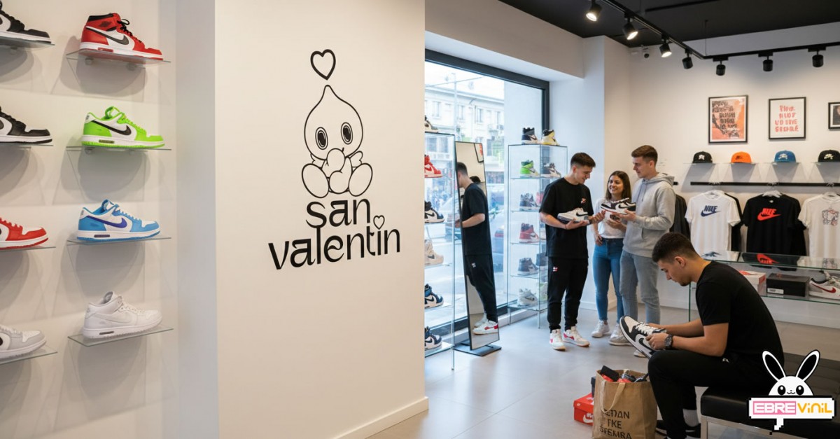 vinilo adhesivo para decorar tienda durante San Valentín