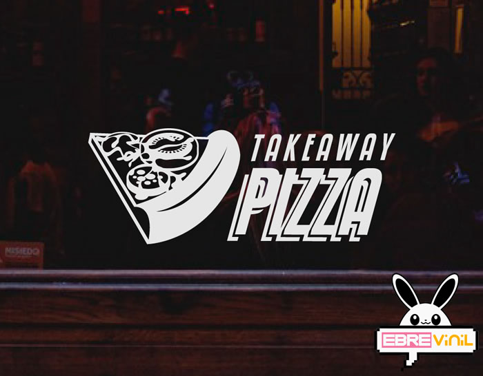 Vinilo decorativo especial negocios de hostelería "PIZZA TAKEAWAY (pizza para llevar)"