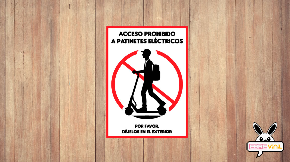 vinilo adhesivo prohibido acceso patinetes electricos