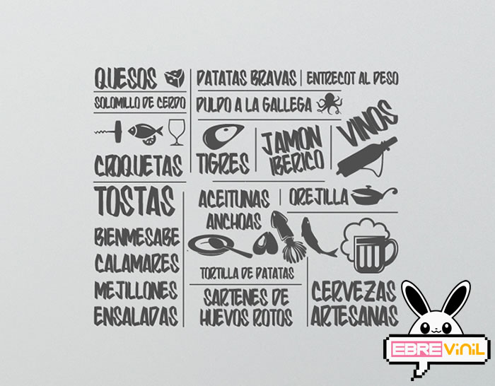 vinilo adhesivos pared bares tapas bocadillos menú