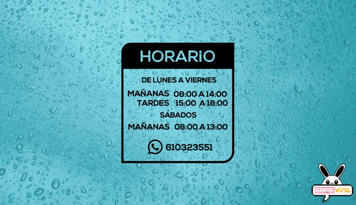 vinilo con horarios puertas
