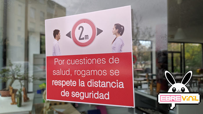 vinilo coronavirus distancia de seguridad cristales