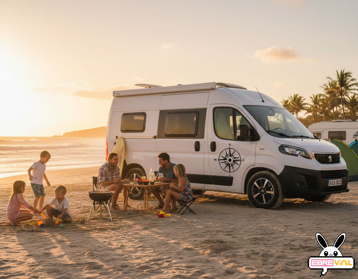 Vinilo de corte aplicado en exterior de furgoneta camper