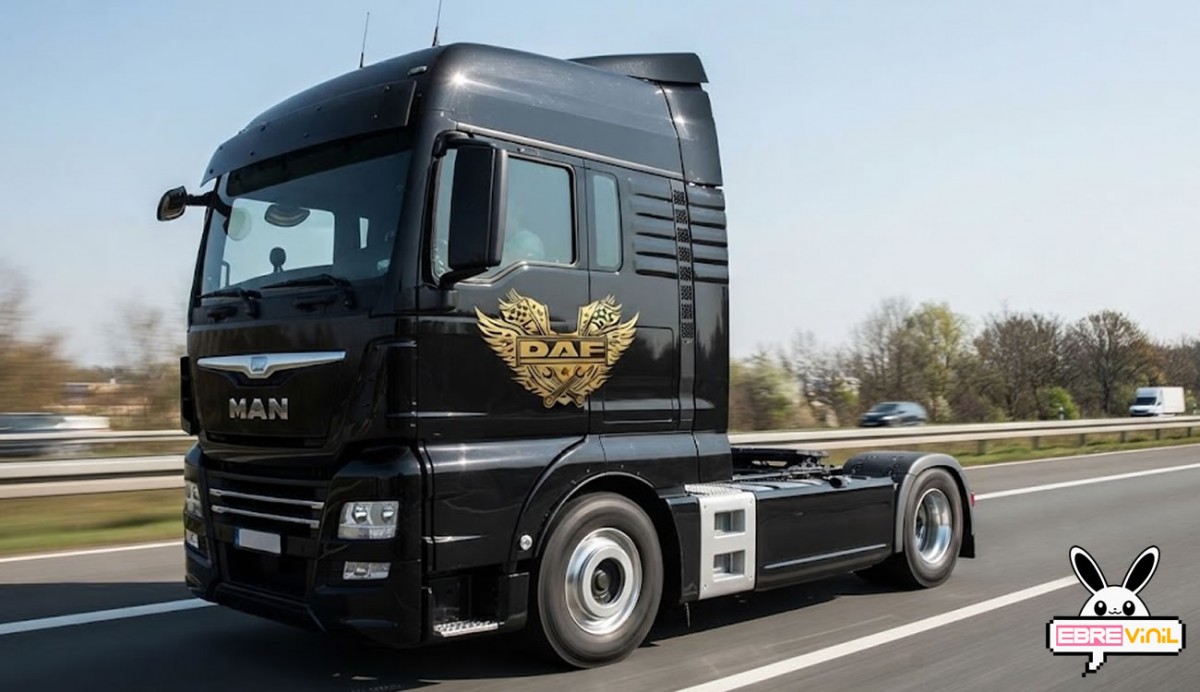 Variedad de colores disponibles para vinilo de corte DAF con alas y herramientas