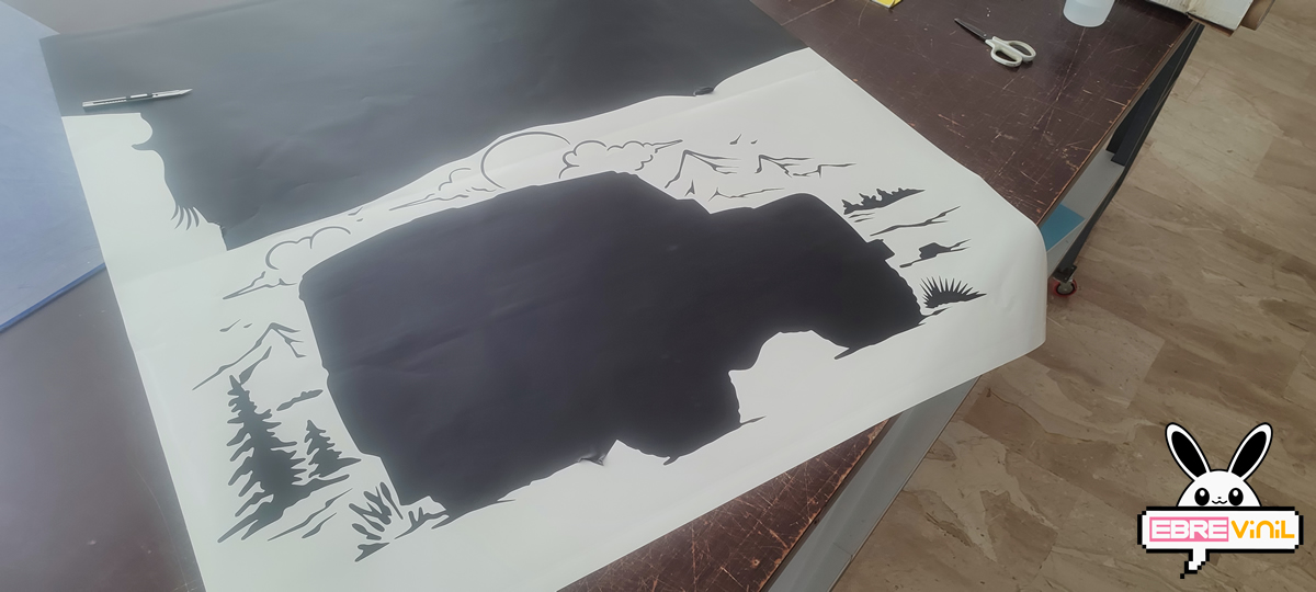 vinilo adhesivo de pared con un land rover clasci