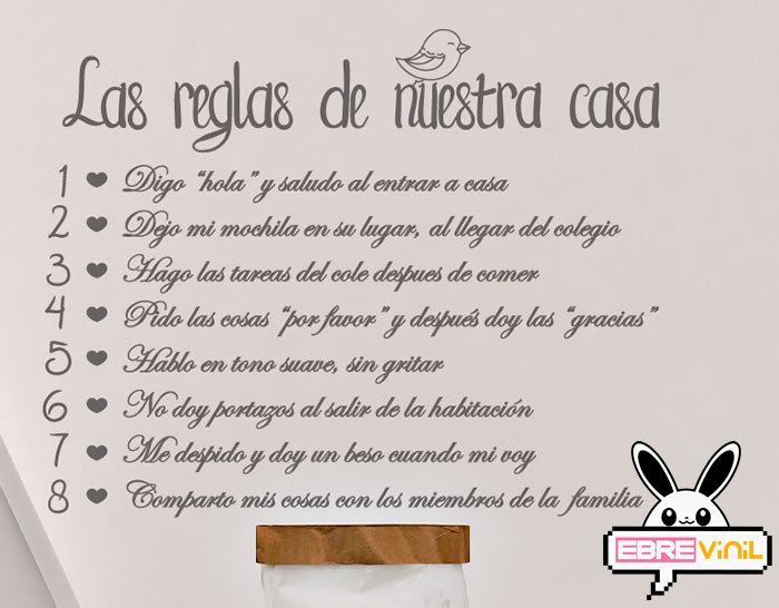 vinilo decorativo norrmas de la casa familia amor