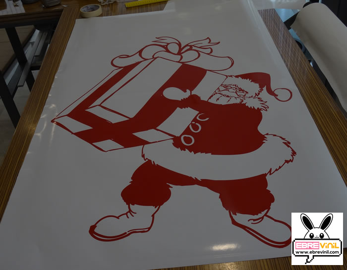 vinilo decorativo navideño, navidad con papa noel