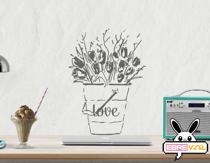vinilo decorativo con flores para enamorados