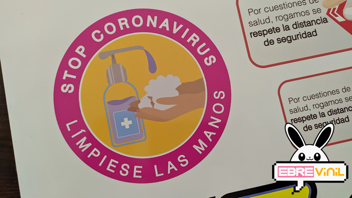 vinilo decorativo stop coronavirus higiene de manos