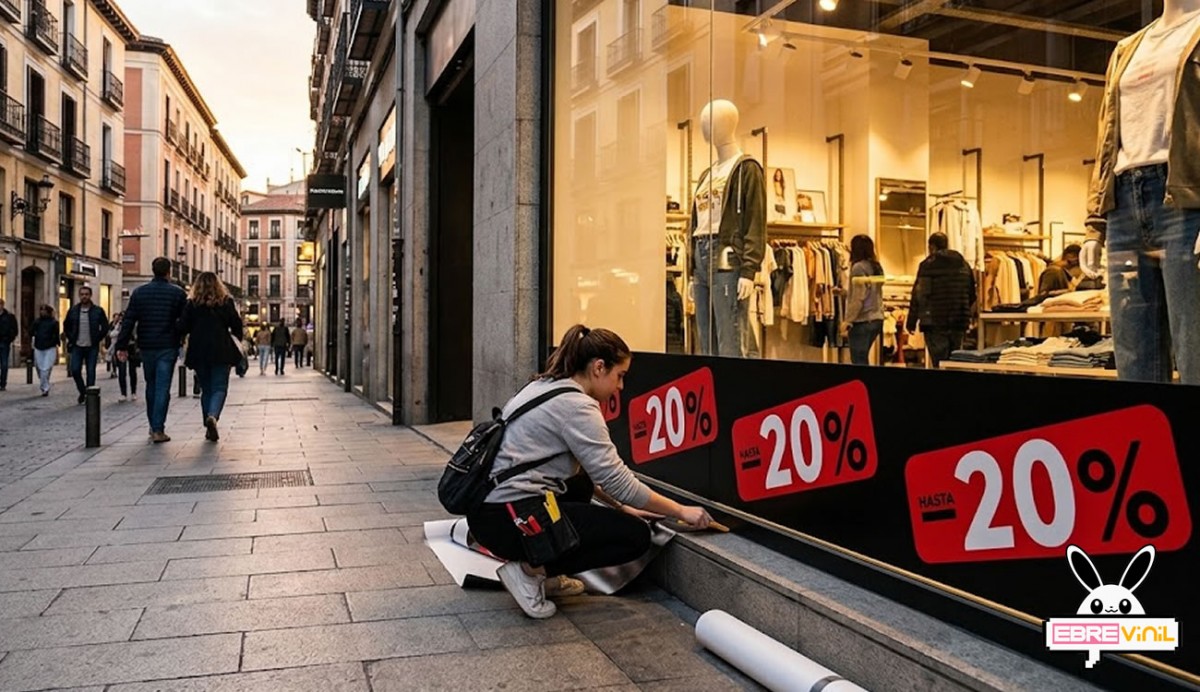 Tira vinilo adhesivo etiquetas hasta descuento inclinadas rojo negro
