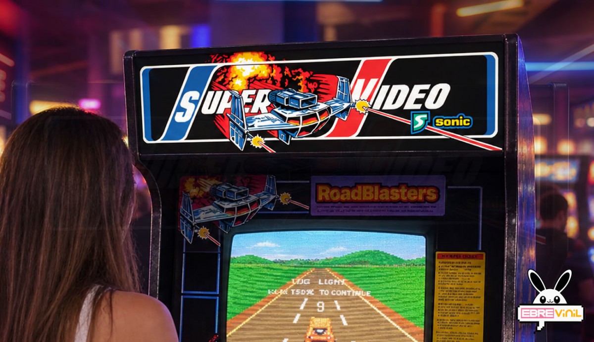 Vinilo translúcido backlight para marquesina arcade Road Blasters Super Video con efecto de luz interior