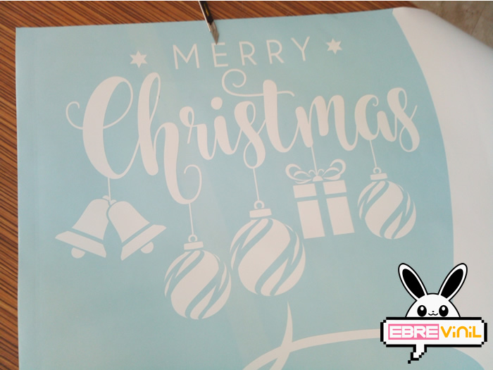 vinilo navidad con texto y bolas navideñas