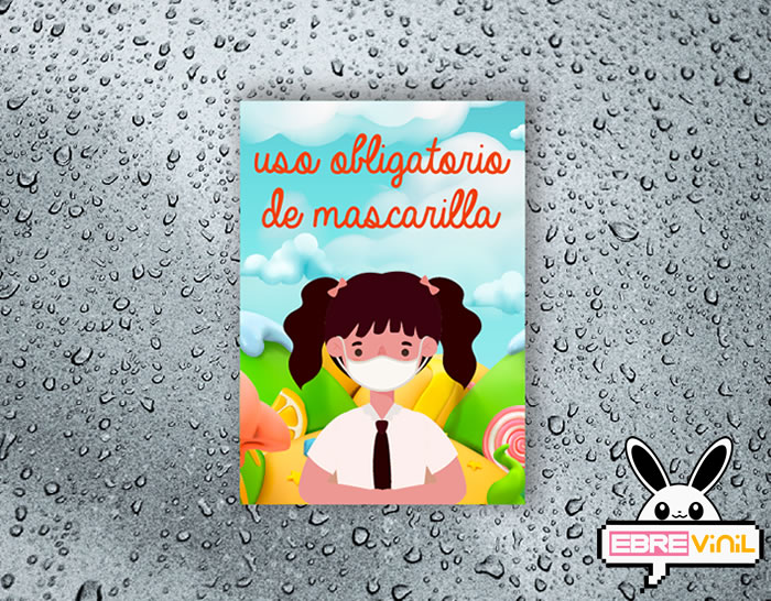vinilo para colegios obligatorio uso de mascarillas