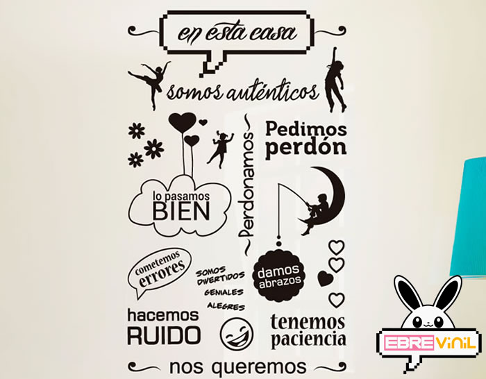 vinilo adhesivo texto con frases para la familia, casa y hogar