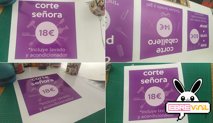 vinilos adhesivos para peluquerías a medida, personalizados