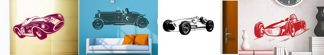 vinilos adhesivos con coches clásicos de carreras estilo vintage