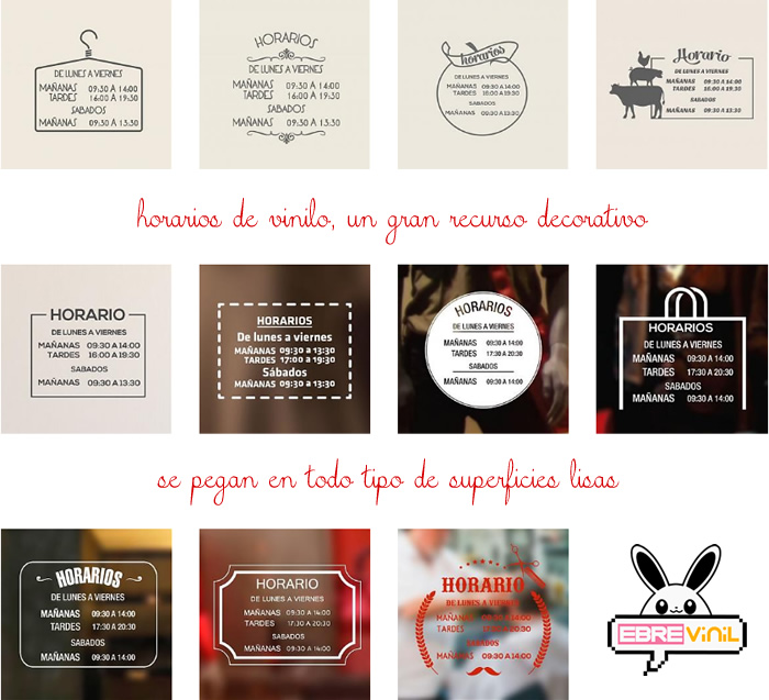 vinilos con horarios personalizados