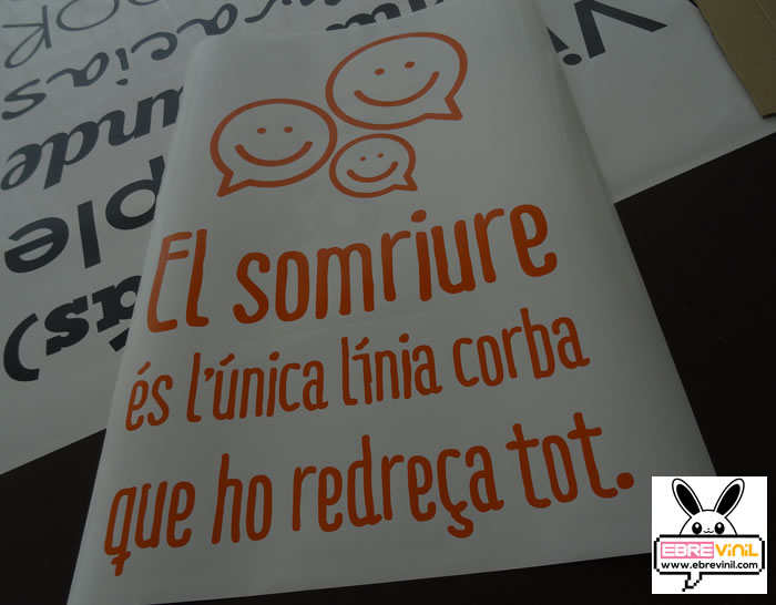 vinilo decorativo con una frase y texto en catalán