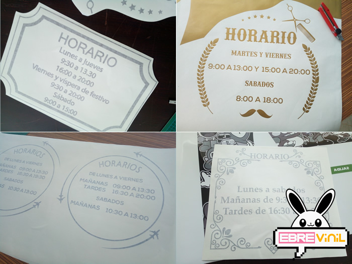 vinilos decorativos con horarios para puertas de cristal, escaparates